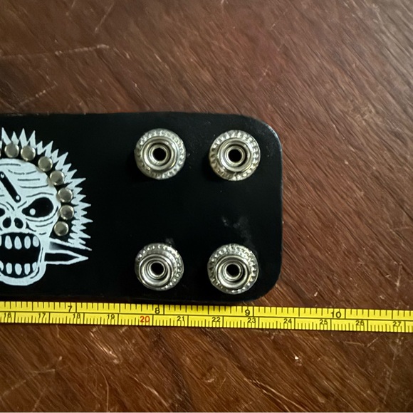 Studded Punk Rock Cuff Bracelet Black & Silver Skull Edgy Bikercore Y2K Rave - Picture 10 of 12